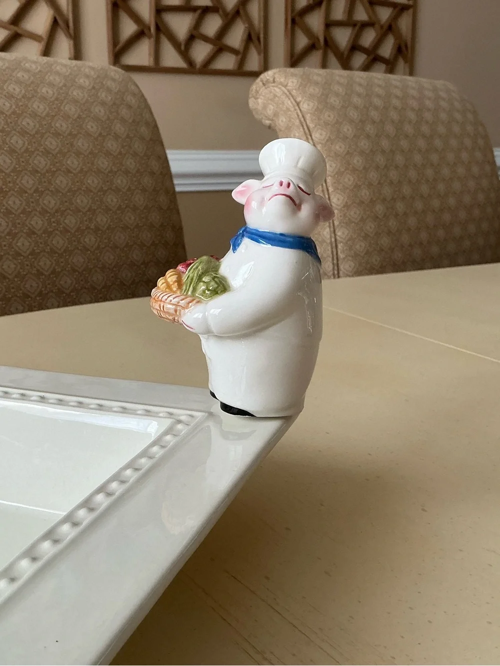 Piggy Chef With Basket of Vegetables Platter Decoration 🥕 🥬